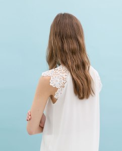 ZARA white lace cut-out Shirt